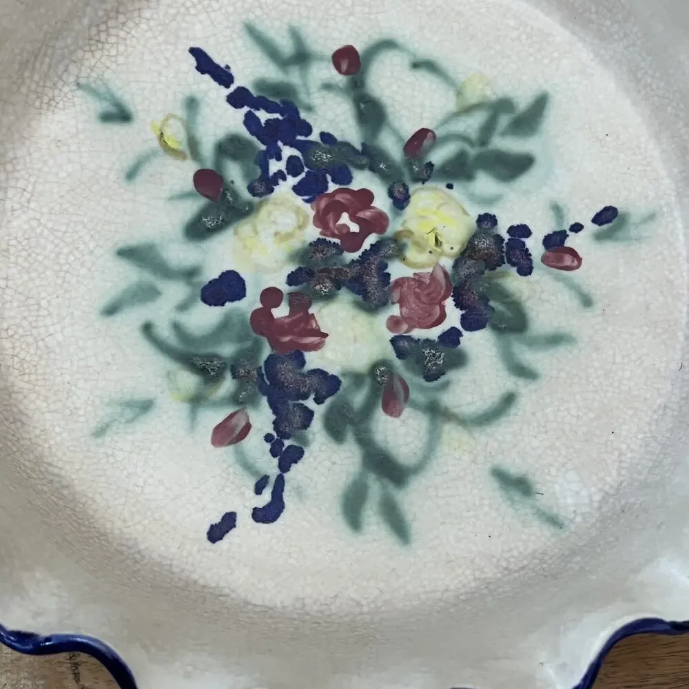 Vintage Clouds Folsom Pottery Deep Dish Pie Plate 10
